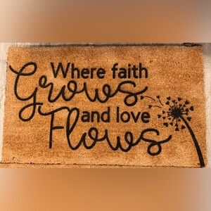 Brown Coir Doormat with Black Text